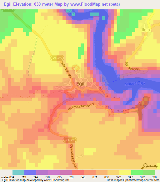 Egil,Turkey Elevation Map