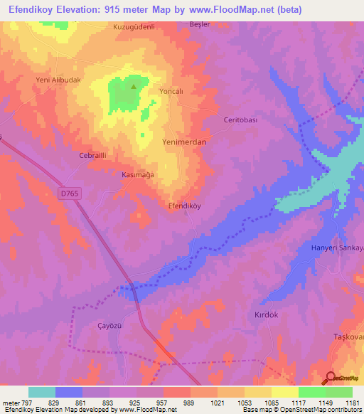 Efendikoy,Turkey Elevation Map