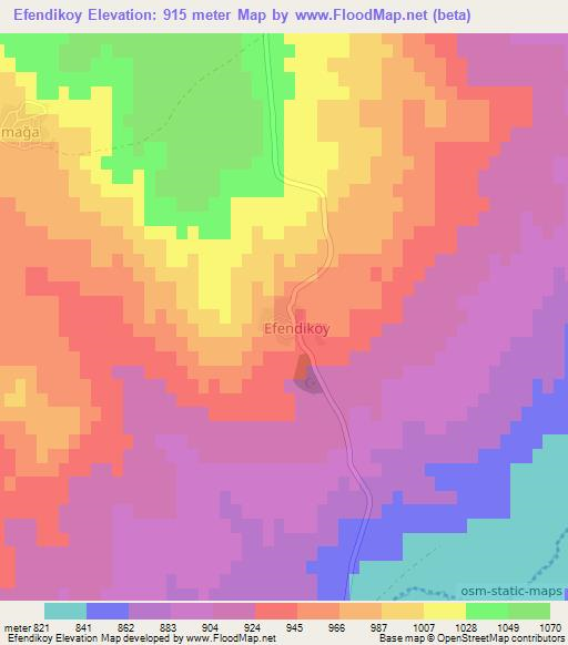 Efendikoy,Turkey Elevation Map