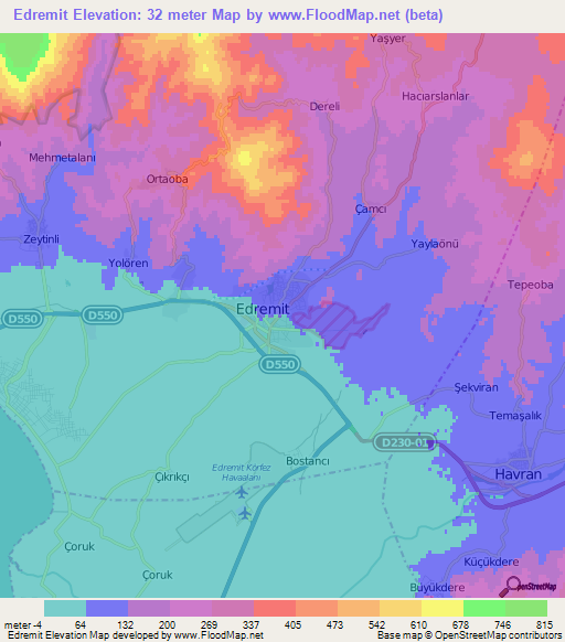 Edremit,Turkey Elevation Map