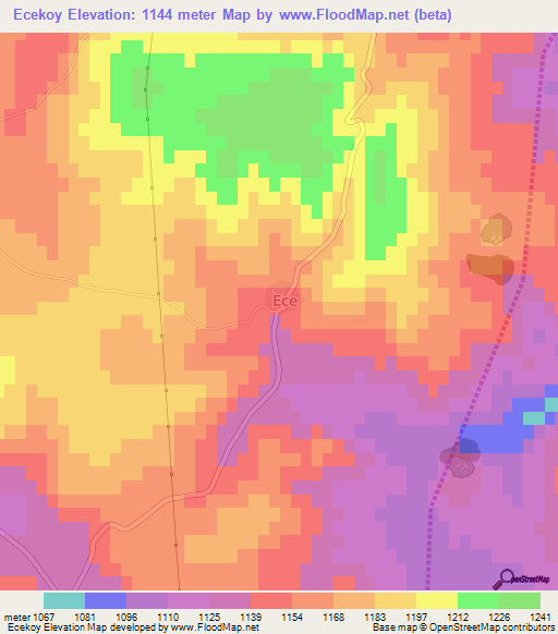 Ecekoy,Turkey Elevation Map