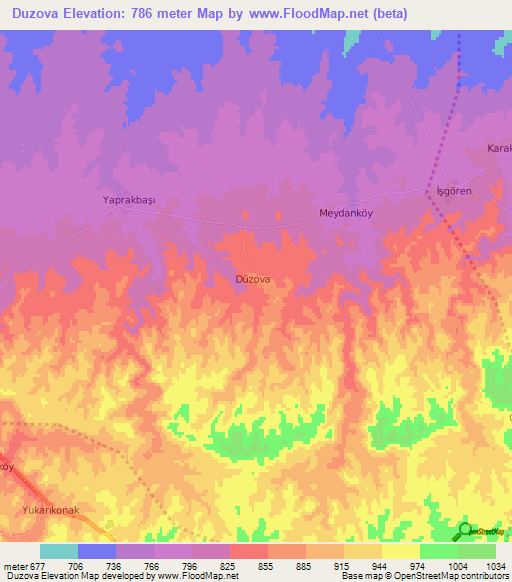 Duzova,Turkey Elevation Map