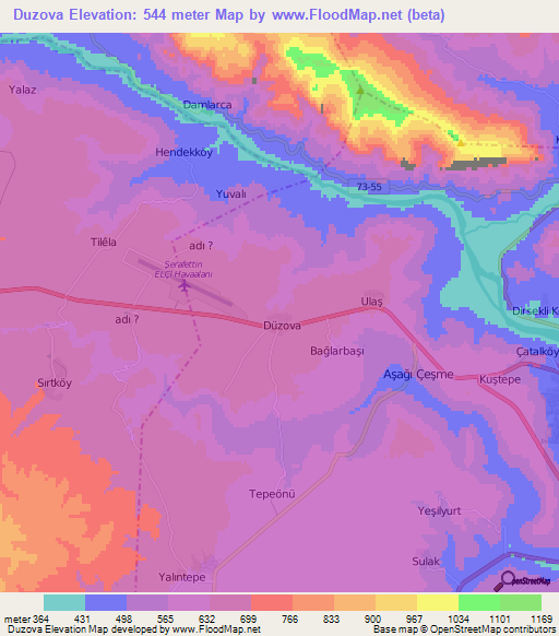 Duzova,Turkey Elevation Map