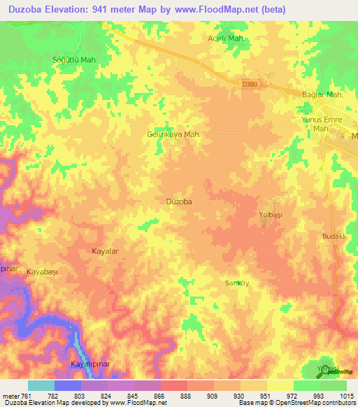 Duzoba,Turkey Elevation Map