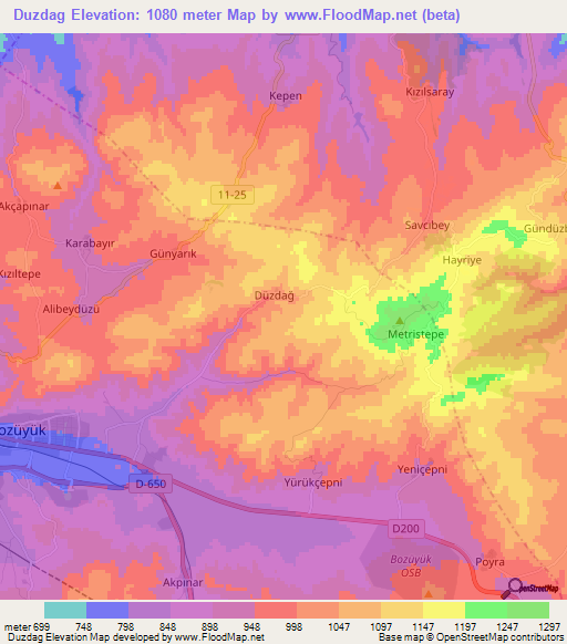 Duzdag,Turkey Elevation Map