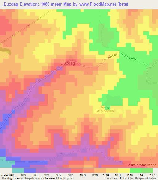 Duzdag,Turkey Elevation Map