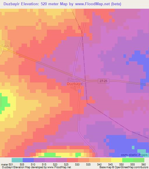 Duzbayir,Turkey Elevation Map