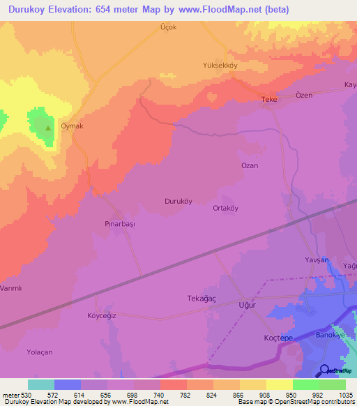 Durukoy,Turkey Elevation Map