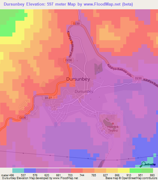 Dursunbey,Turkey Elevation Map