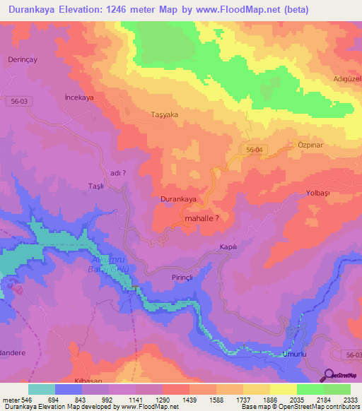 Durankaya,Turkey Elevation Map