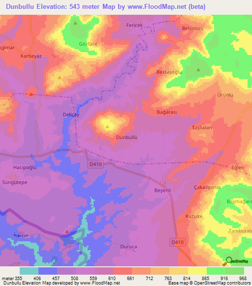 Dunbullu,Turkey Elevation Map