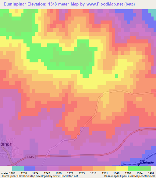 Dumlupinar,Turkey Elevation Map