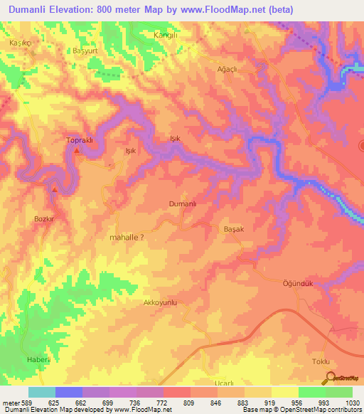 Dumanli,Turkey Elevation Map