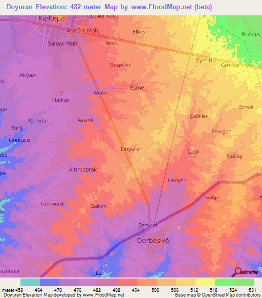 Doyuran,Turkey Elevation Map