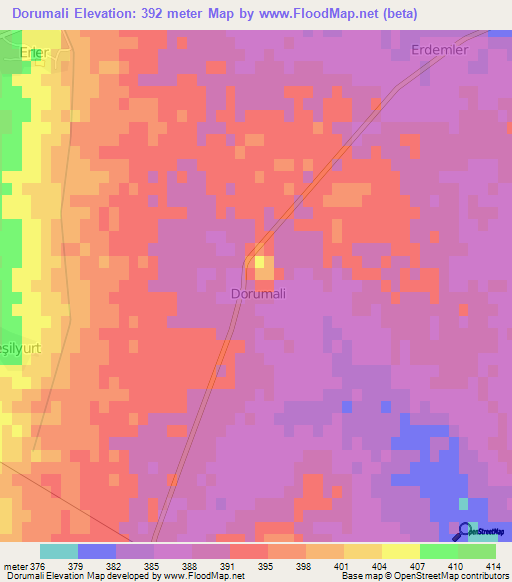 Dorumali,Turkey Elevation Map