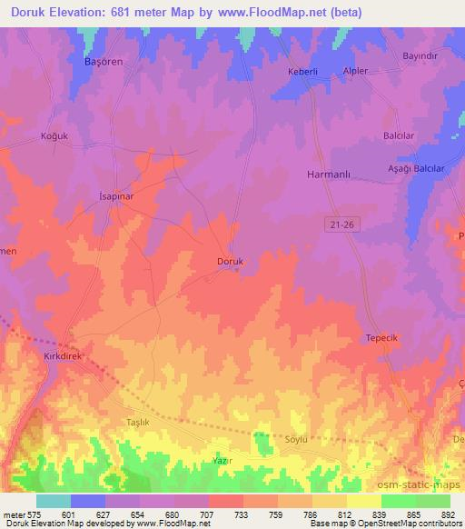 Doruk,Turkey Elevation Map