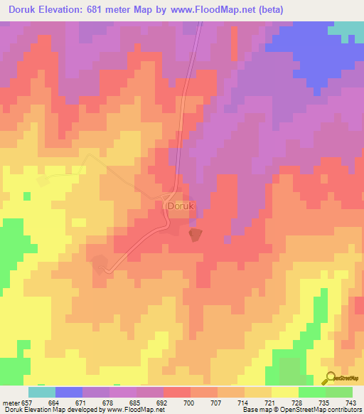 Doruk,Turkey Elevation Map