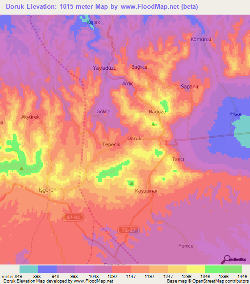 Doruk,Turkey Elevation Map