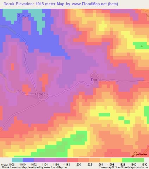 Doruk,Turkey Elevation Map