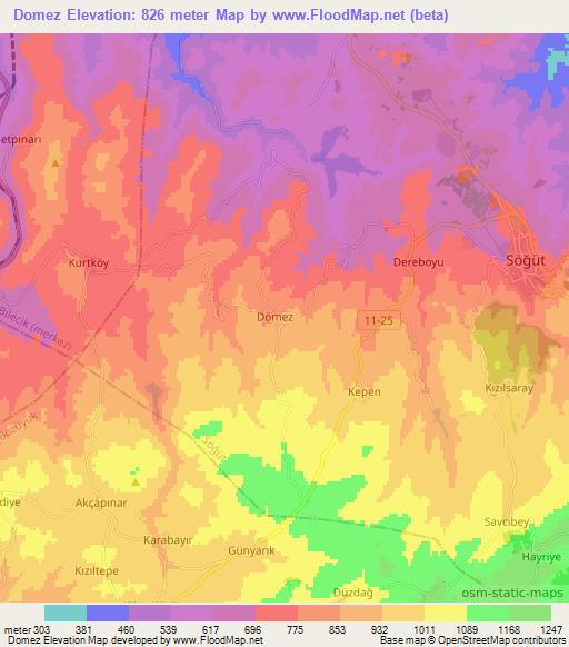 Domez,Turkey Elevation Map