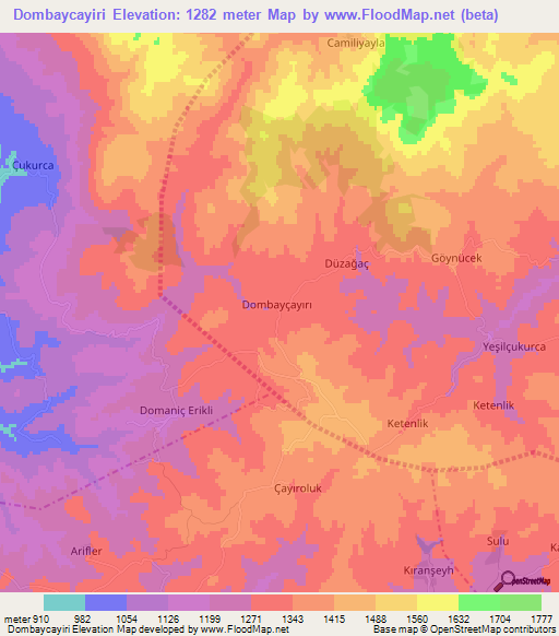 Dombaycayiri,Turkey Elevation Map