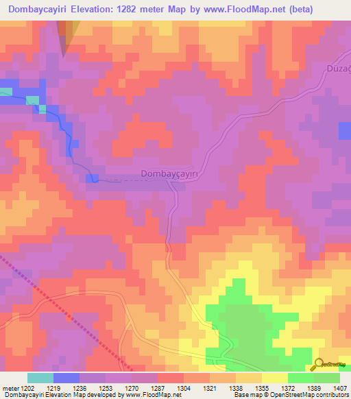 Dombaycayiri,Turkey Elevation Map