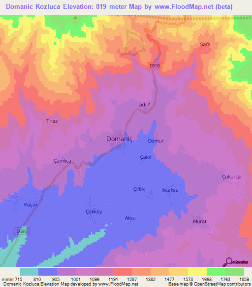 Domanic Kozluca,Turkey Elevation Map