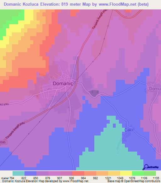 Domanic Kozluca,Turkey Elevation Map