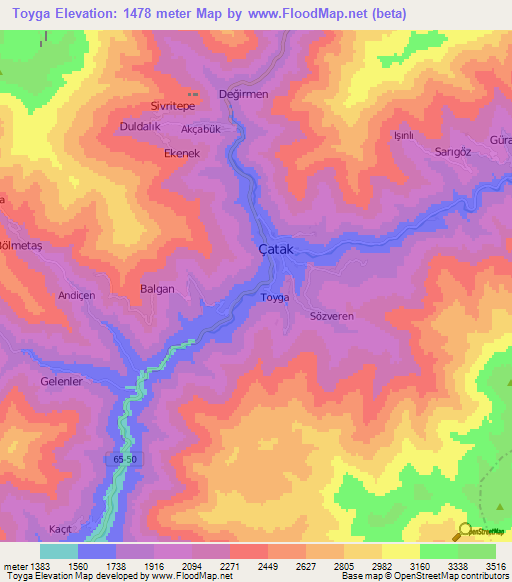 Toyga,Turkey Elevation Map