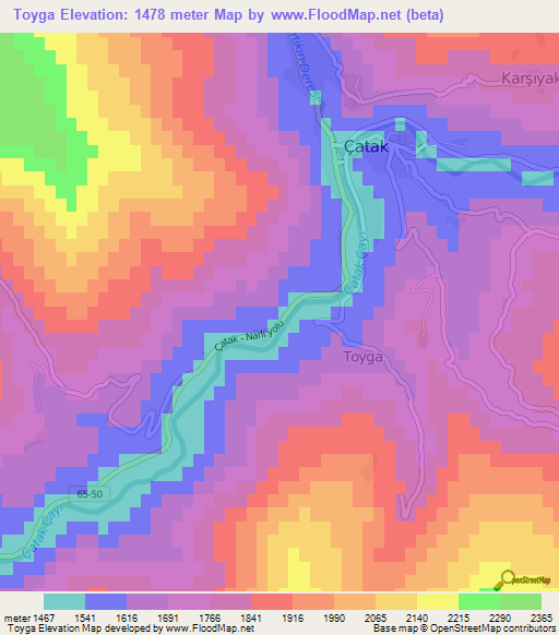 Toyga,Turkey Elevation Map