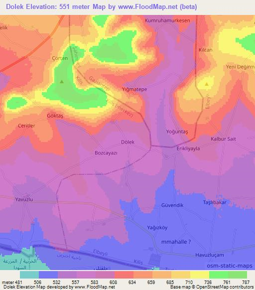 Dolek,Turkey Elevation Map