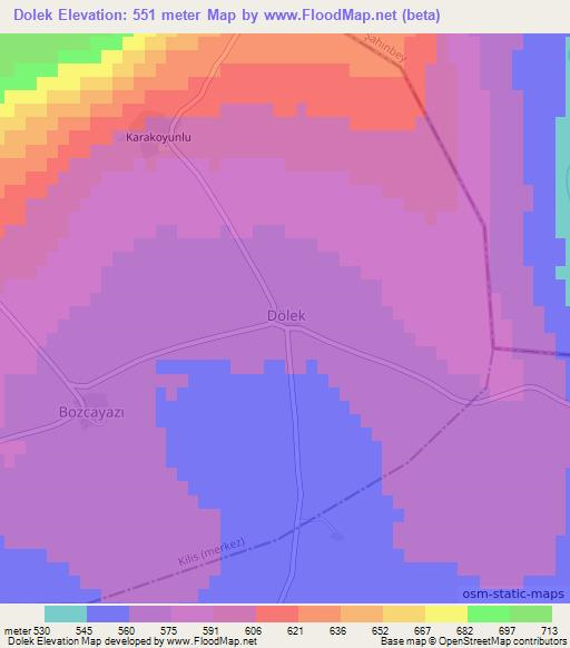 Dolek,Turkey Elevation Map