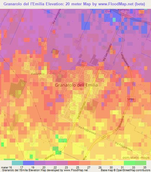 Granarolo del l'Emilia,Italy Elevation Map