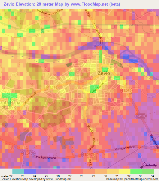 Zevio,Italy Elevation Map