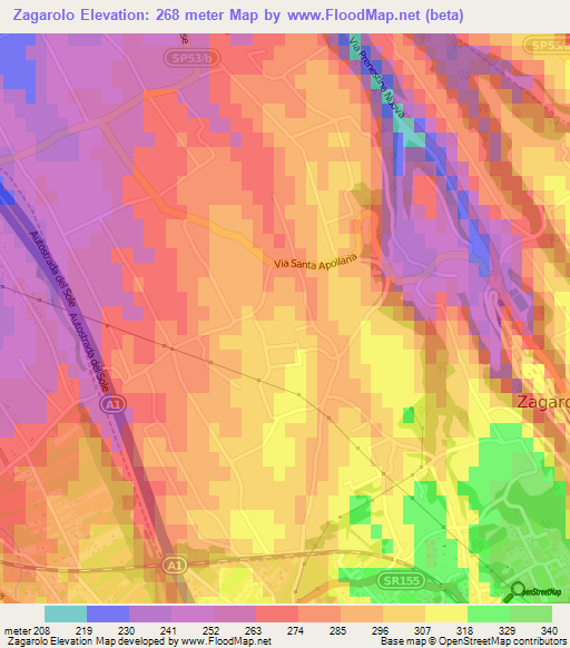 Zagarolo,Italy Elevation Map