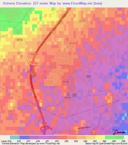 Volvera,Italy Elevation Map