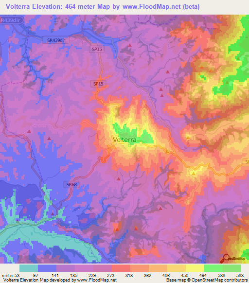 Volterra,Italy Elevation Map