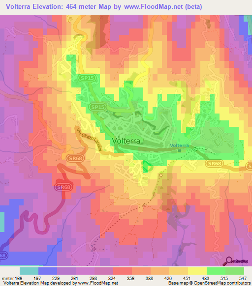 Volterra,Italy Elevation Map