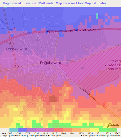 Dogubayazit,Turkey Elevation Map