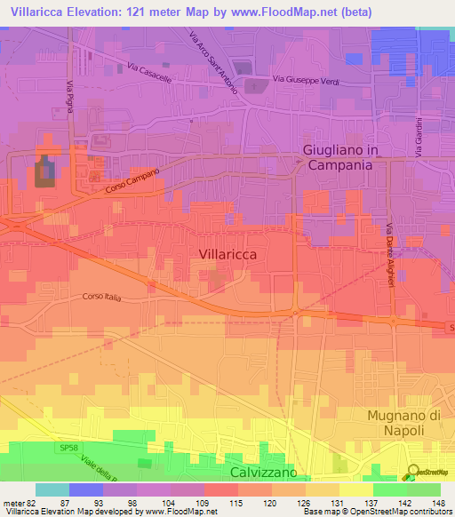 Villaricca,Italy Elevation Map