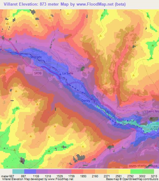 Villaret,Italy Elevation Map