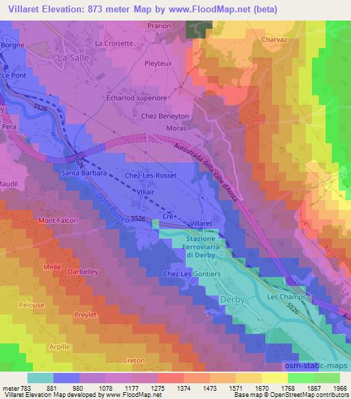 Villaret,Italy Elevation Map