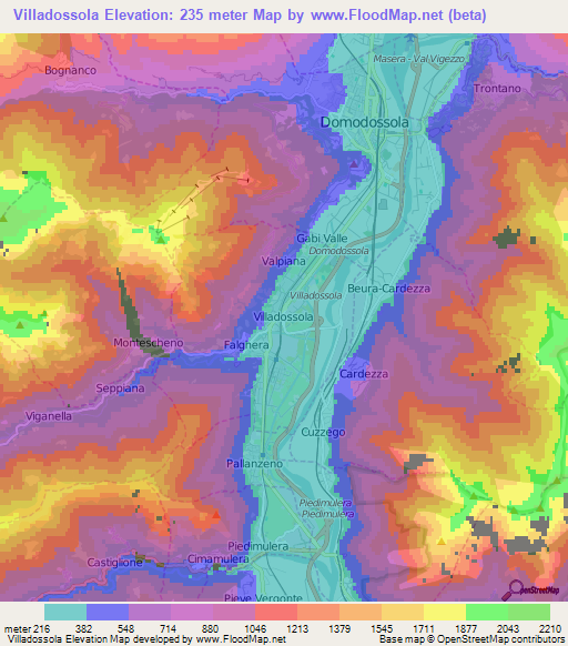 Villadossola,Italy Elevation Map