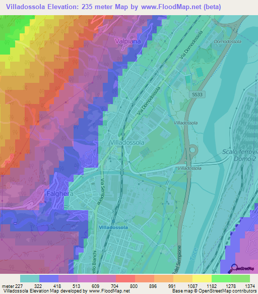 Villadossola,Italy Elevation Map