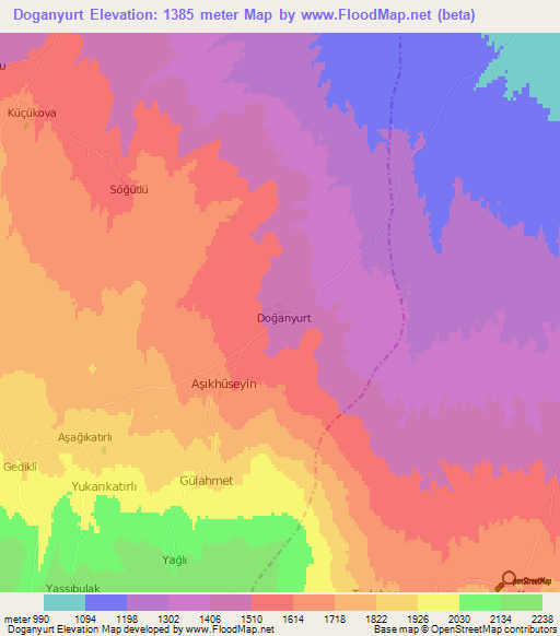 Doganyurt,Turkey Elevation Map