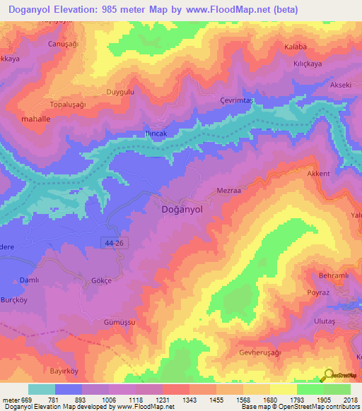 Doganyol,Turkey Elevation Map