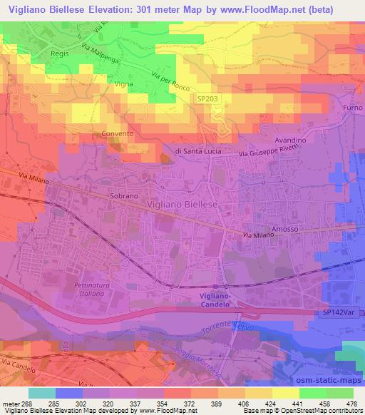 Vigliano Biellese,Italy Elevation Map