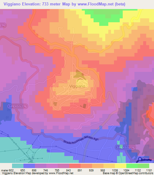 Viggiano,Italy Elevation Map