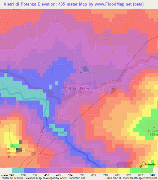 Vietri di Potenza,Italy Elevation Map