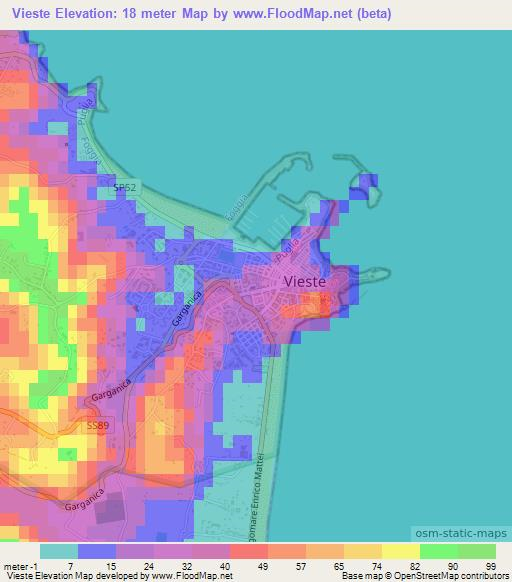 Vieste,Italy Elevation Map